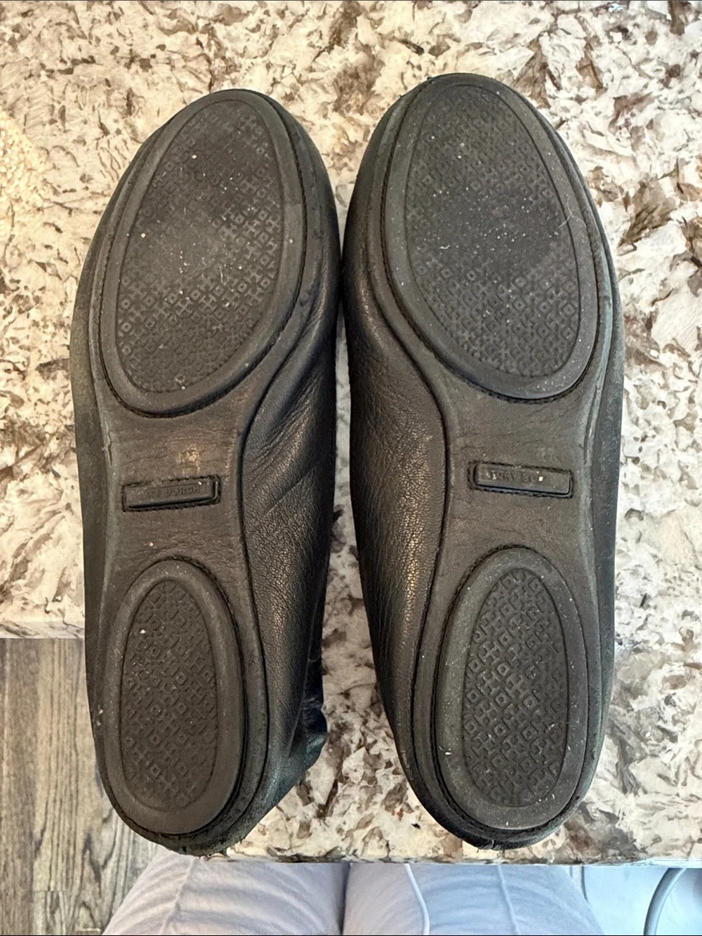 Tory Burch Black Leather Logo Ballet Flats
